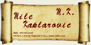 Mile Kaplarović vizit kartica